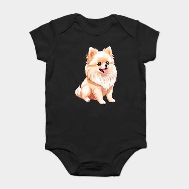 Fluffball Love Pomeranian Puppy Baby Bodysuit by animegirlnft